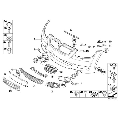 Ensemble de grille inférieure de pare-chocs avant - Pièce d'origine BMW 51118041179