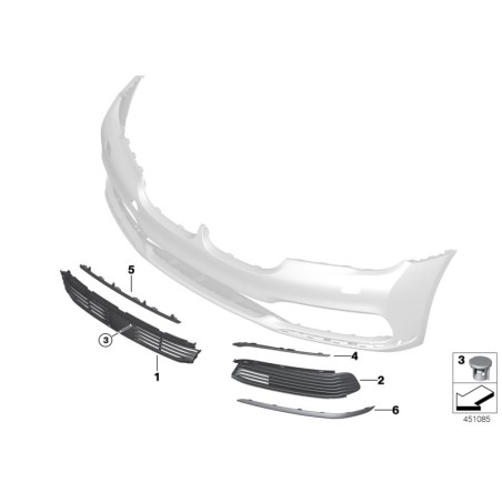 Moulure inférieure de pare-chocs avant gauche N/S - Pièce d'origine BMW 51117362695