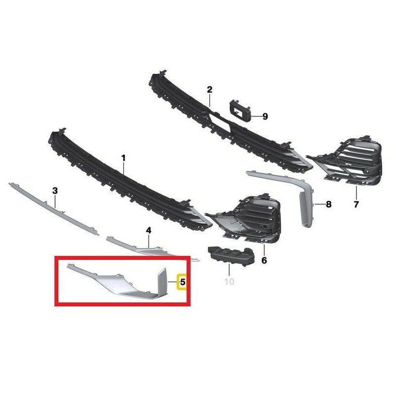 Moulure inférieure de pare-chocs avant droite - Pièce d'origine BMW 51117470330 Moulure inférieure de pare-chocs avant droite - Pièce d'origine BMW 51117470330
