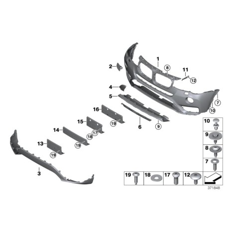 Garde-boue inférieur de pare-chocs avant - Pièce d'origine BMW 51117413496 Garde-boue inférieur de pare-chocs avant - Pièce d'origine BMW 51117413496