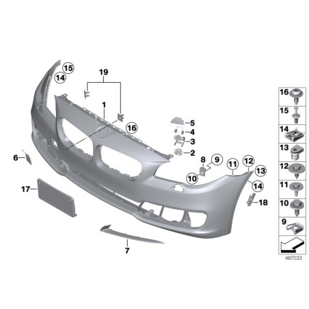 Garniture de calandre chromée gauche N/S pour pare-chocs avant - Pièce d'origine BMW 51117331769