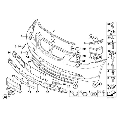 Bouclier avant N/S Grille de maille gauche Garniture de couvercle de feu antibrouillard - Pièce d'origine BMW 51117049243