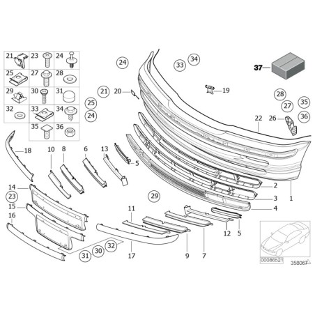 Support de plaque d'immatriculation avant - Pièce d'origine BMW 51118195288