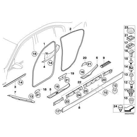 Bavolet avant O/S droit - Joint d'étanchéité de pression - Pièce d'origine BMW 51718040104