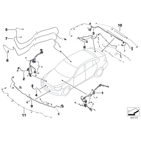 Faisceau de câblage PDC du pare-chocs avant - Pièce d'origine BMW 61129286481
