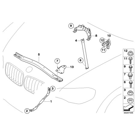 Barre de renfort de pare-chocs avant gauche - Pièce d'origine BMW 51717159587