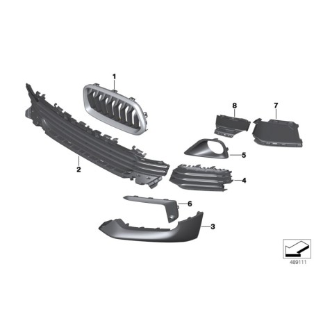 Pare-chocs avant droit avec cadre PDC noir - Pièce d'origine BMW 51117429010 Pare-chocs avant droit avec cadre PDC noir - Pièce d'origine BMW 51117429010