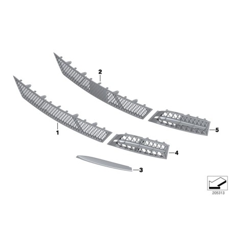 Bouclier avant Grille inférieure droite - Pièce d'origine BMW 51117200736 Bouclier avant Grille inférieure droite - Pièce d'origine BMW 51117200736