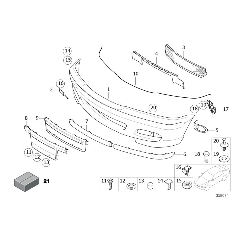 Bande de pare-chocs avant - Pièce d'origine BMW 51118195304