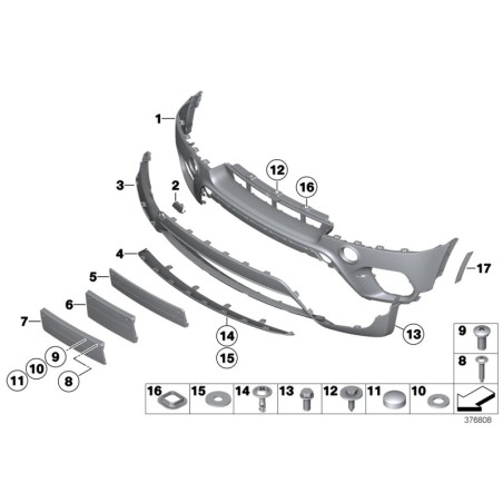 Panneau d'habillage inférieur du pare-chocs avant - Pièce d'origine BMW 51117222371 Panneau d'habillage inférieur du pare-chocs avant - Pièce d'origine BMW 51117222371