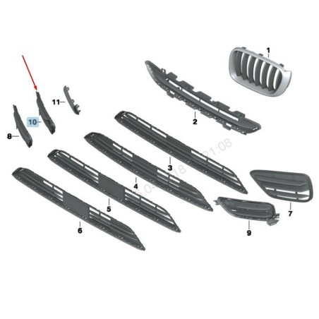 Bouclier avant Grille X-Line Droite O/S - Pièce d'origine BMW 51117347974 Bouclier avant Grille X-Line Droite O/S - Pièce d'origine BMW 51117347974