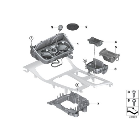 Insert de cendrier de console centrale avant - Pièce d'origine BMW 51169213656