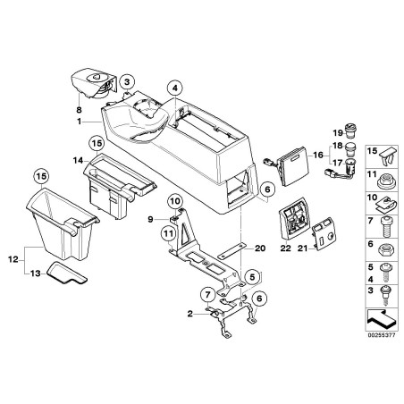 Console centrale avant avec porte-gobelet beige pour conduite à gauche - Pièce d'origine BMW 51163404802 Console centrale avant avec porte-gobelet beige pour conduite à gauche - Pièce d'origine BMW 51163404802