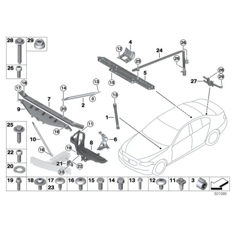 Barre transversale avant gauche - Pièce d'origine BMW 51717180317