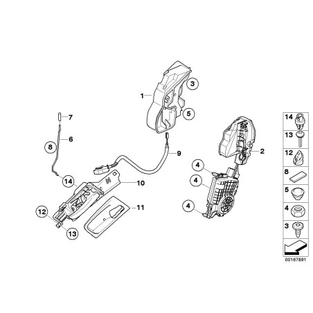 Système de fermeture de porte avant droite - Pièce d'origine BMW 51217167582 Système de fermeture de porte avant droite - Pièce d'origine BMW 51217167582