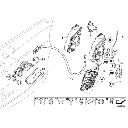 Système de fermeture de porte avant droite - Pièce d'origine BMW 51217315022