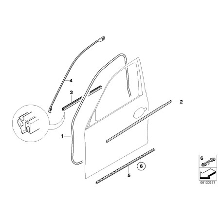 Cache de canal extérieur de porte avant gauche noir - Pièce d'origine BMW 51217207257