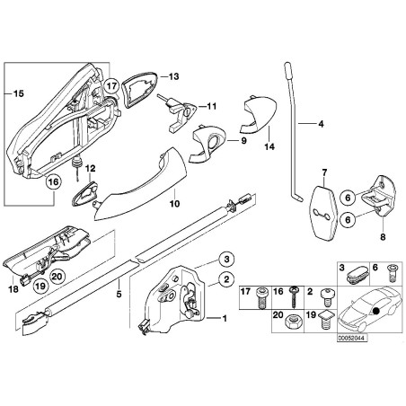 Poignée de porte avant - Paire de supports - Pièce d'origine BMW 51218243616/51218243615 Poignée de porte avant - Paire de supports - Pièce d'origine BMW 51218243616/51218243615