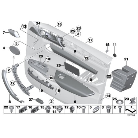 Ensemble de couvercles d'enceintes noires Harman Kardon pour portes avant - Pièce d'origine BMW 51417464292/51417464291