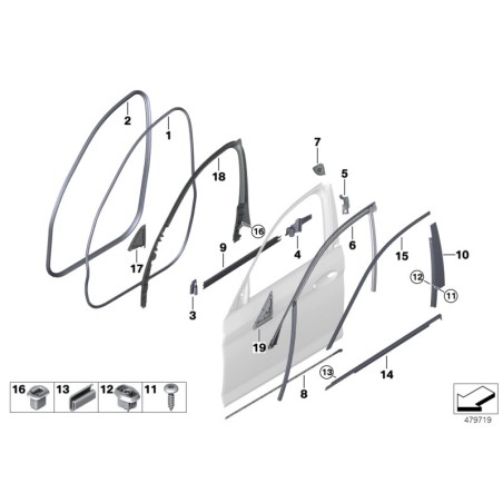 Ensemble de couvercles de tweeter Harman Kardon pour porte avant - Pièce d'origine BMW 51337464601/51337464602