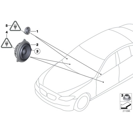 Système audio haute fidélité de la porte avant - Paire de tweeters gauche droite - Pièce d'origine BMW 2x65139175695