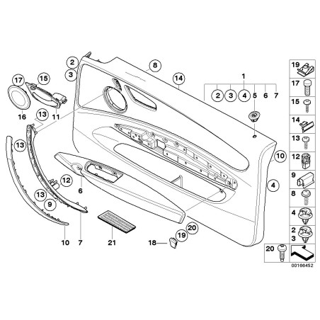 Cache de poignée intérieure de porte avant noir brillant gauche - Pièce d'origine BMW 51416987537