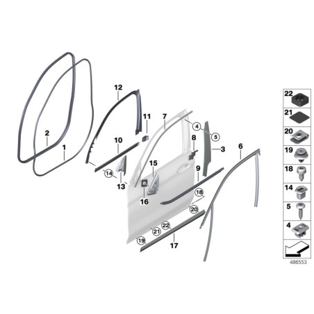 Bordure intérieure de la fenêtre de la porte avant gauche - Pièce d'origine BMW 51337410297