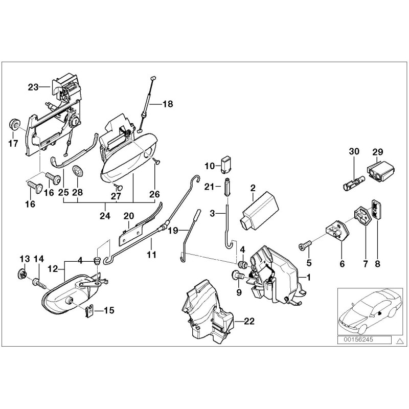 Câble de verrouillage de porte avant - Pièce d'origine BMW 51218164754