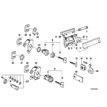 Kit de réparation du cylindre de verrouillage de la porte avant droite - Pièce d'origine BMW 51219061344 Kit de réparation du cylindre de verrouillage de la porte avant droite - Pièce d'origine BMW 51219061344