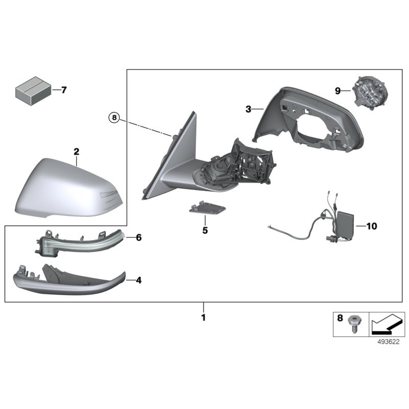 Ensemble de couvercles de rétroviseur extérieur de porte avant - Pièce d'origine BMW 51169465512/51169465511