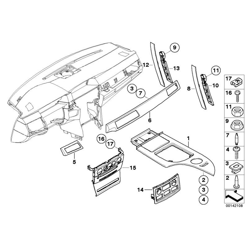 Panneau de porte avant en bois, grain de bois en peuplier brun, gauche - Pièce d'origine BMW 51416959333.