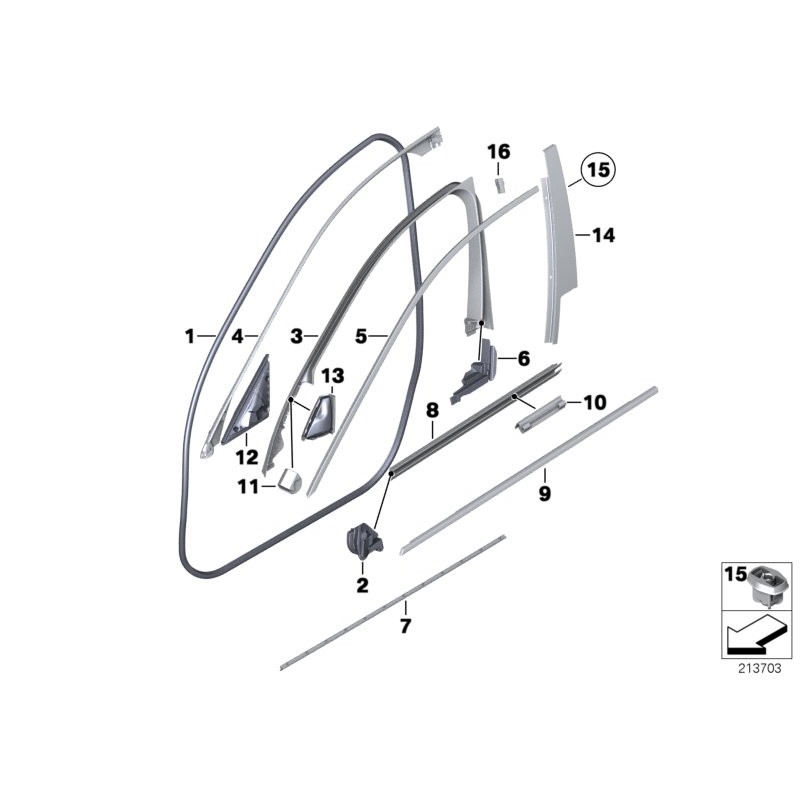 Joint d'étanchéité de porte avant adapté aux deux côtés - Pièce d'origine BMW 51767182269