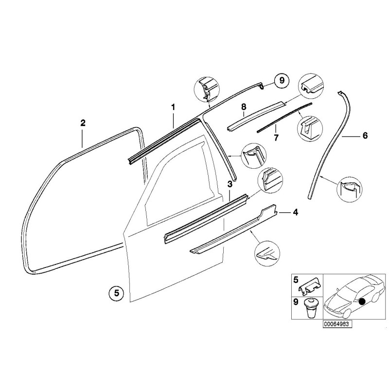 Joint de porte avant - Pièce d'origine BMW 51728196289