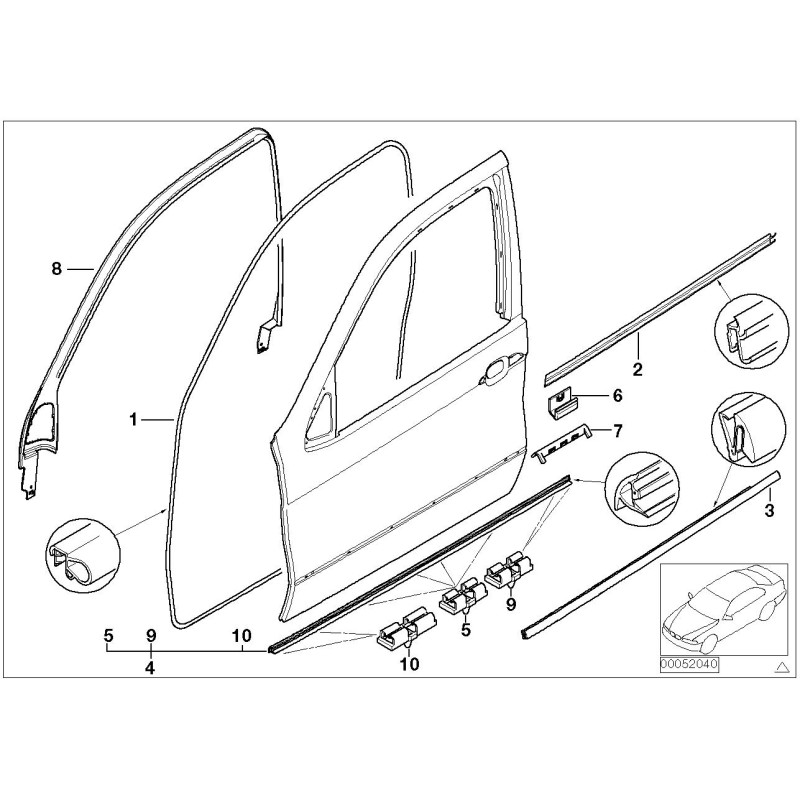 Joint de porte avant droit - Pièce d'origine BMW 51327004694