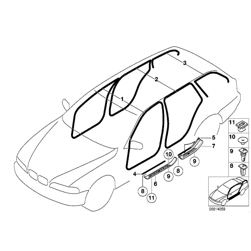 Cache de seuil de porte avant noir gauche N/S - Pièce d'origine BMW 51478159933