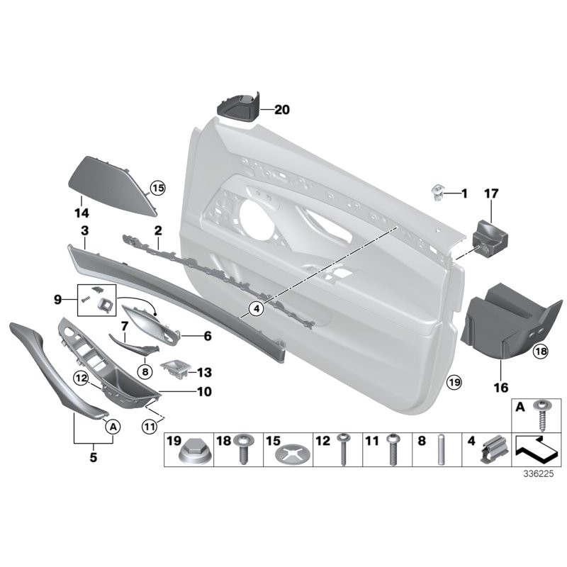 Cache haut-parleur de porte avant droit - Pièce d'origine BMW 51417225980