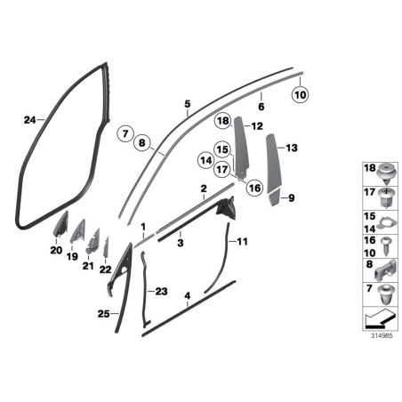 Cache de tweeter de haut-parleur de porte avant paire gauche + droite - Pièce d'origine BMW 51337197860/51337197859