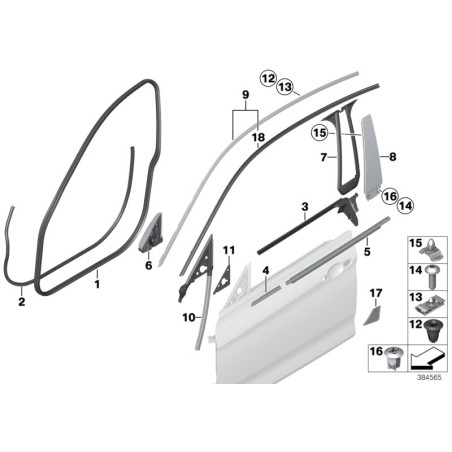 Cache de tweeter de haut-parleur de porte avant droit - Pièce d'origine BMW 51337401154