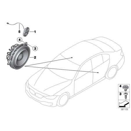 Porte avant Haut-HiFi Harman Kardon Tweeter Paire - Pièce d'origine BMW 2x65139226357