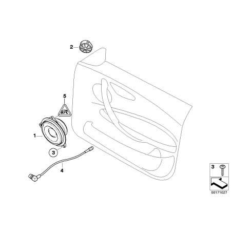Haut-parleur d'aiguës HiFi supérieur de porte avant - Pièce d'origine BMW 2x65136964013