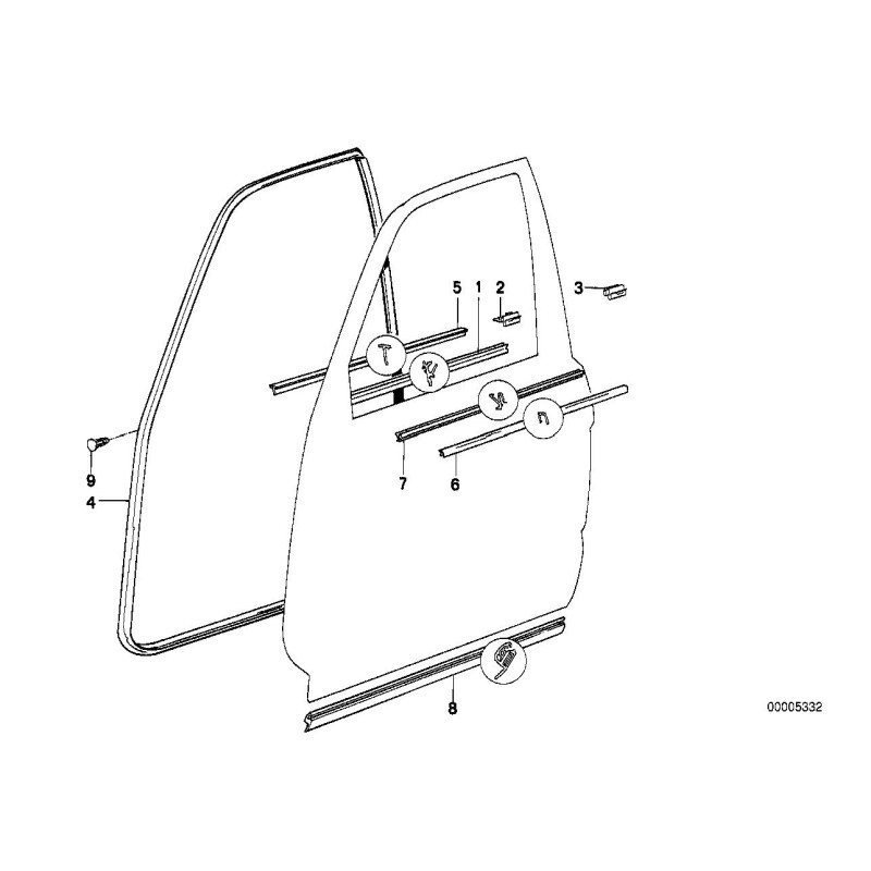 Joint d'étanchéité de porte avant gauche - Pièce d'origine BMW 51211928007