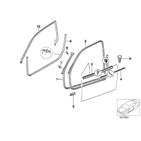Joint d'étanchéité de porte avant droite - Pièce d'origine BMW 51211977676 Joint d'étanchéité de porte avant droite - Pièce d'origine BMW 51211977676