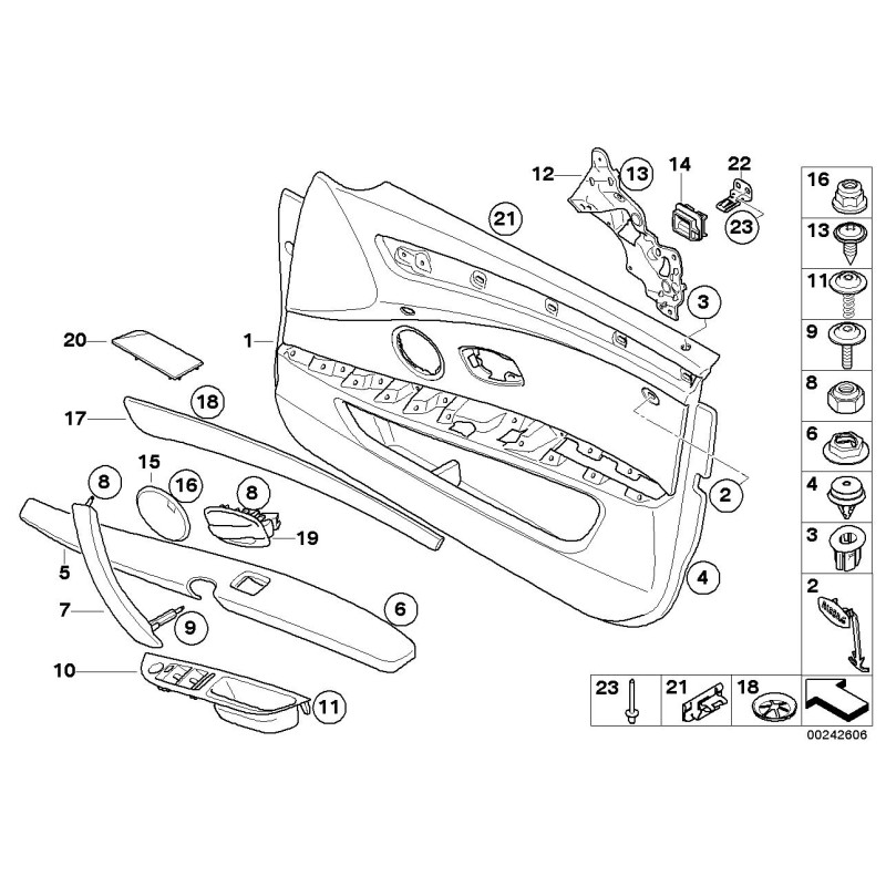 Support de commutateur de vitre de porte avant gauche LHD - Pièce d'origine BMW 51416983703