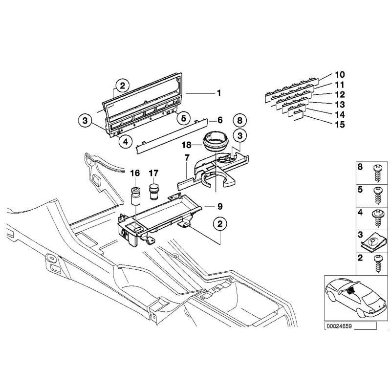 Porte-gobelet avant noir LHD - Pièce d'origine BMW 51168190205