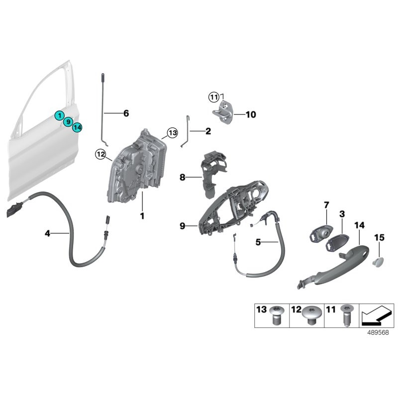 Poignée de porte avant côté conducteur - Pièce d'origine BMW 51219491459