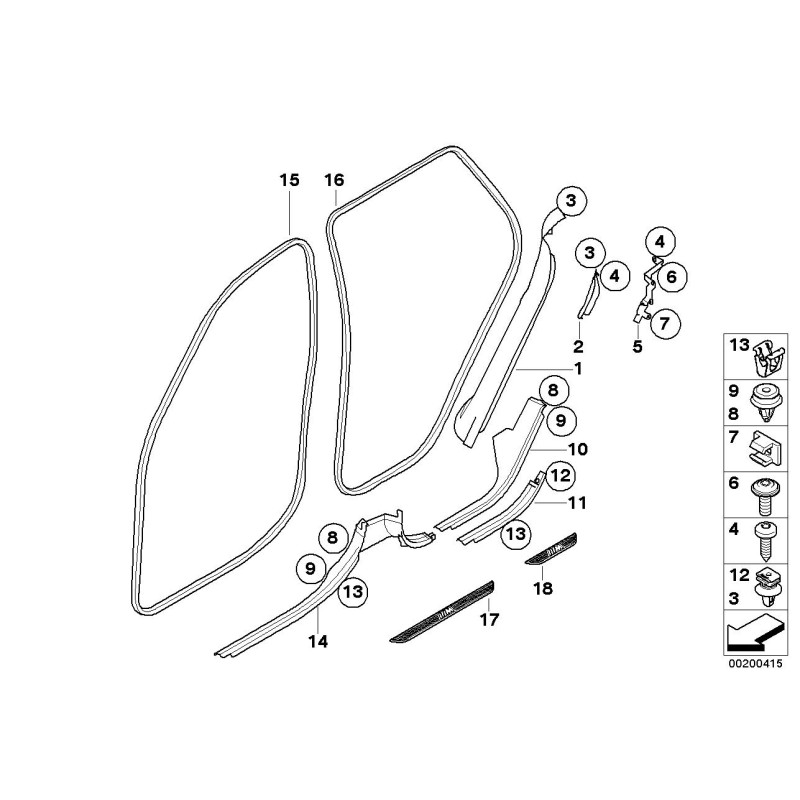 Protection de bord avant de porte Schwarz - Pièce d'origine BMW 51767333813