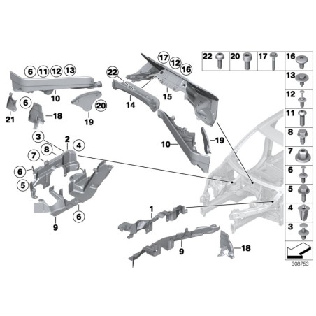 Support de cloison de compartiment moteur avant droit - Pièce d'origine BMW 51757171792