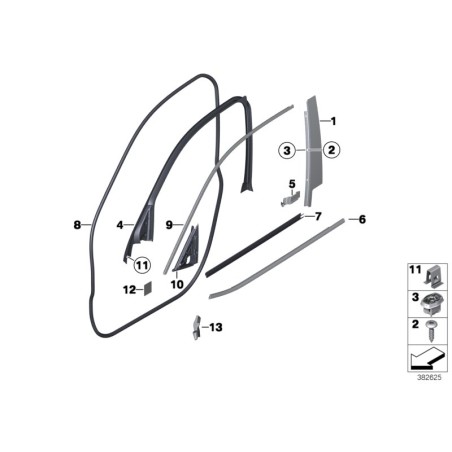 Pièce d'origine BMW 51337205708 - Panneau de montant B de porte avant extérieur droit mat. Pièce d'origine BMW 51337205708 - Panneau de montant B de porte avant extérieur droit mat.