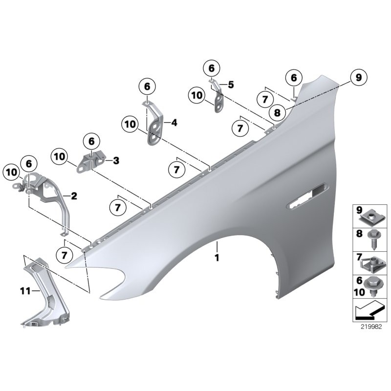 Support de renfort de panneau de support d'aile avant gauche - Pièce d'origine BMW 41357207209
