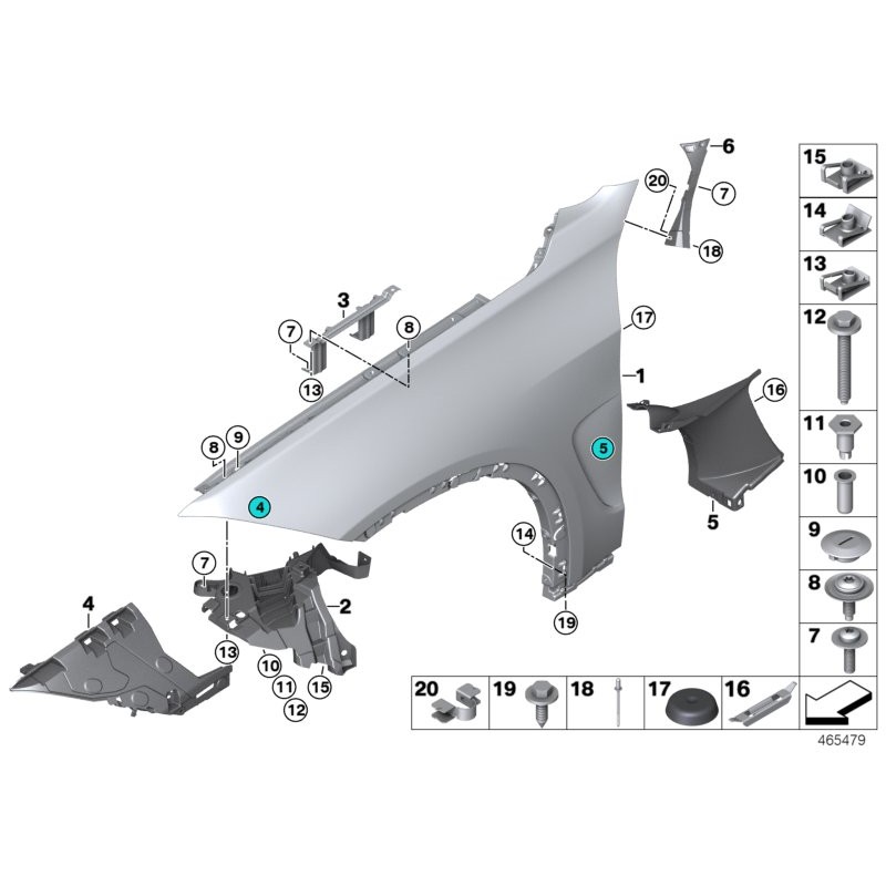 Support central d'aile avant gauche - Pièce d'origine BMW 51647294551